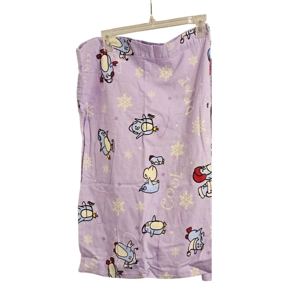 Vintage Pillowcases Flannel Do Your Room Purple Penguin Print 100% Cotton